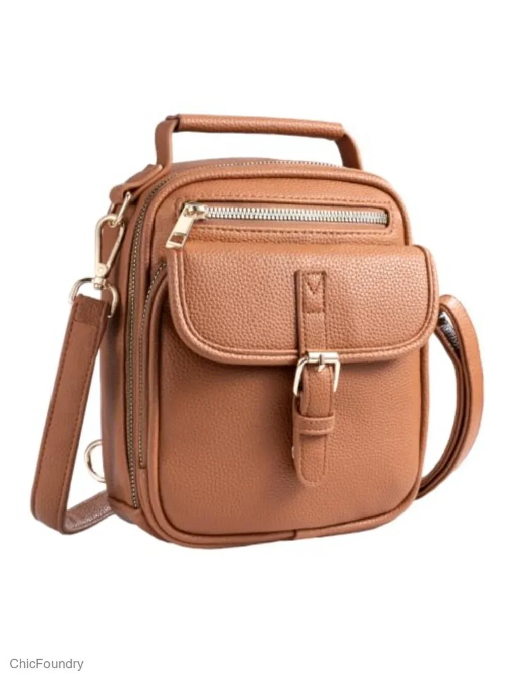Vegan Leather Crossbody Bag with 2 Straps Anti Theft RFID Small Messenger